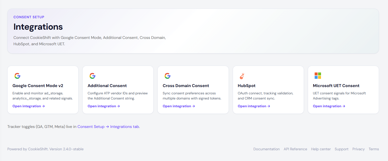 Integrations — Google Consent Mode v2 and related consent signals Integrations — Google Consent Mode v2 and related consent signals